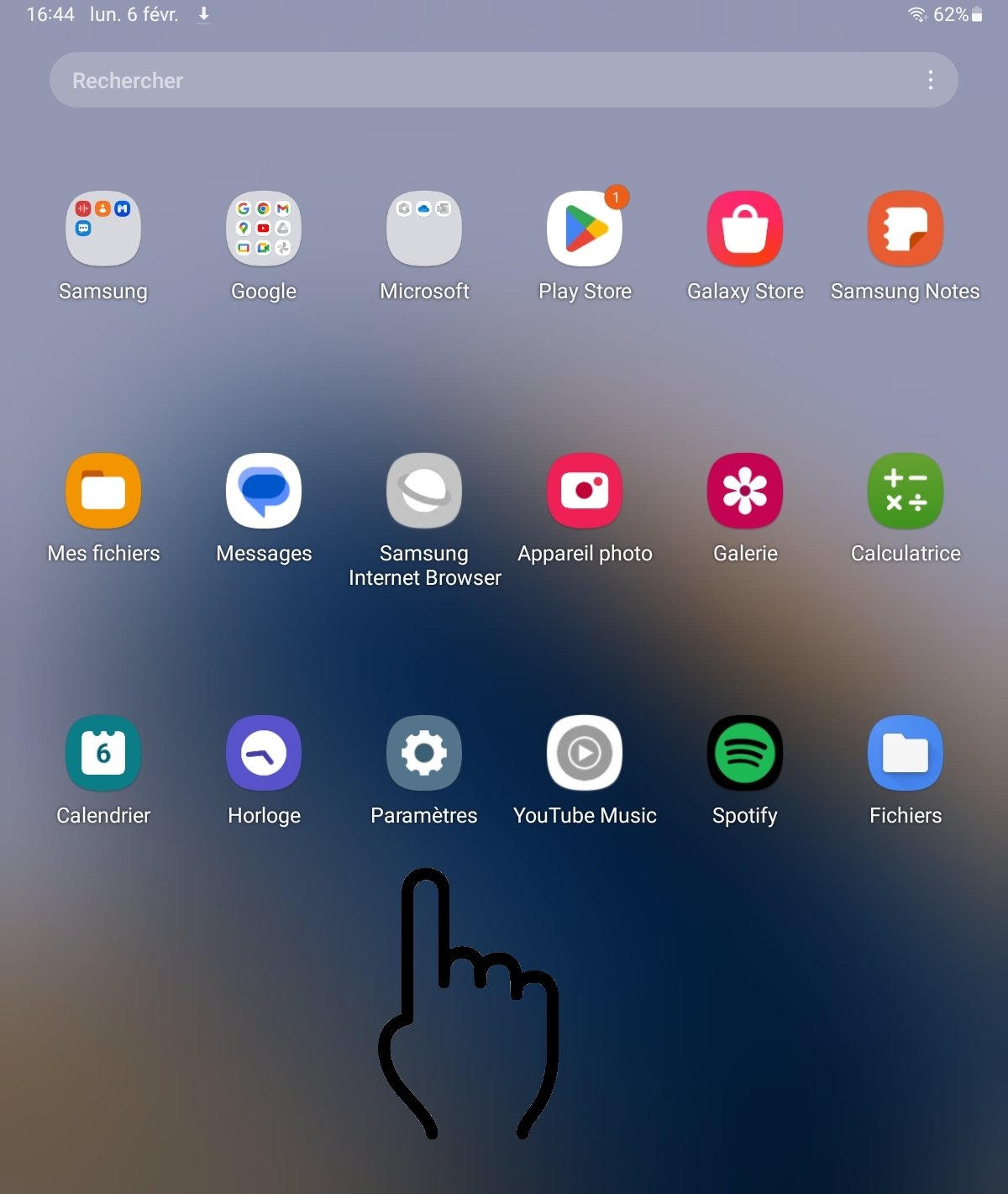 Ouvrir les paramètres de sa tablette