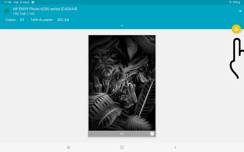 Bouton d'impression sur tablette et smartphone