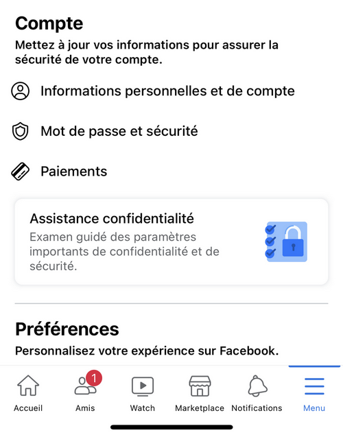 Changer email Facebook depuis un smartphone ou une tablette