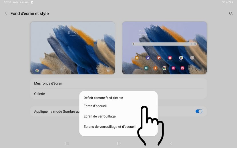 Personnaliser sa tablette : le fond d'écran.