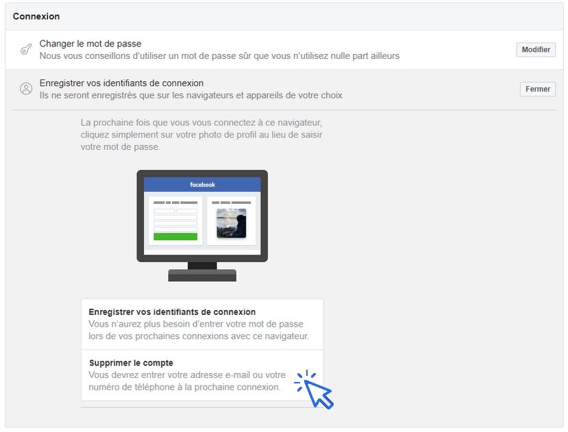 Ne pas enregistrer identifiants de connexion Facebook