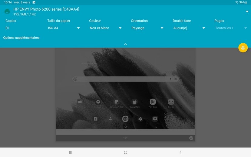 Options d'impression sur tablette et smartphone