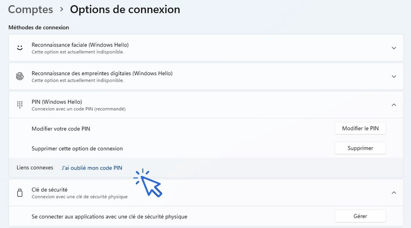 code pin oublié dans windows pour ouvrir le PC Code PIN oublié dans Windows