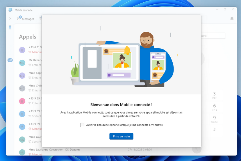 afficher et imprimer sms sur son PC - afficher appels sur son PC avec appli mobile connecté de Windows (1) Afficher ses SMS sur son PC - Imprimer ses SMS avec son PC