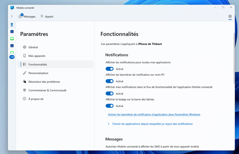 désactiver les notifications de l'appli mobile connecté Afficher ses SMS sur son PC - Imprimer ses SMS avec son PC