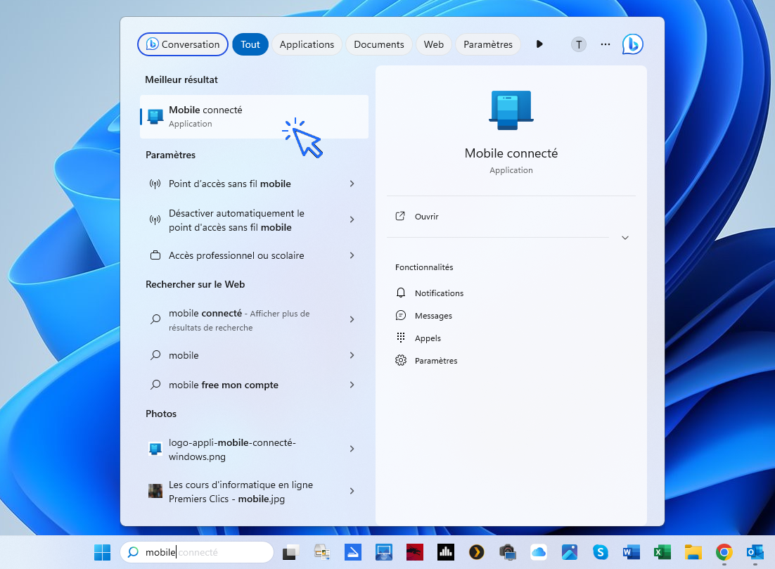 ouvrir l'appli mobile connecté 1 L'appli Mobile connecté, pour voir ses sms et ses appels