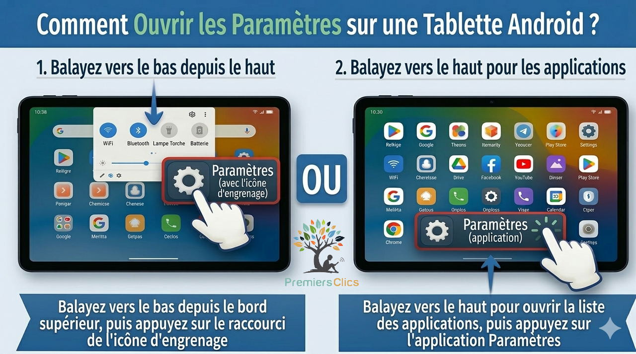 Ouvrir les paramètres d'une tablette Android