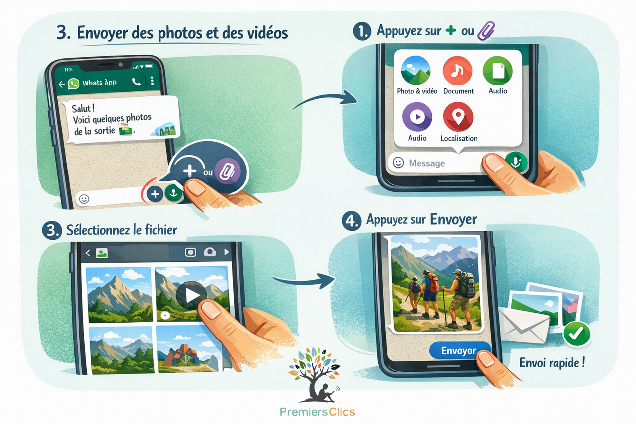 Envoyer une photo ou une vidéo avec WhatsApp - Tutos pour utiliser Whatsapp